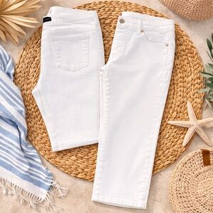 Talbots White Crop Jeans Size 10 Classic Stretch Denim Coastal Preppy -24”
